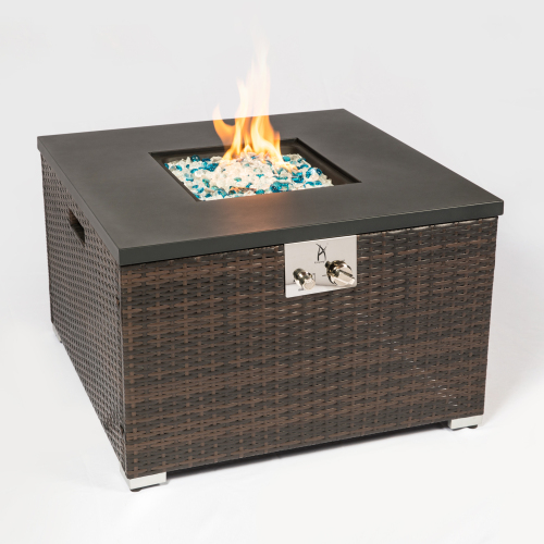LuminaPatio™ — Luxury 32" Gas Fire Pit Table with Glass Rocks