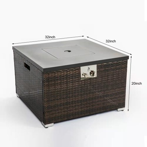 LuminaPatio™ — Luxury 32" Gas Fire Pit Table with Glass Rocks